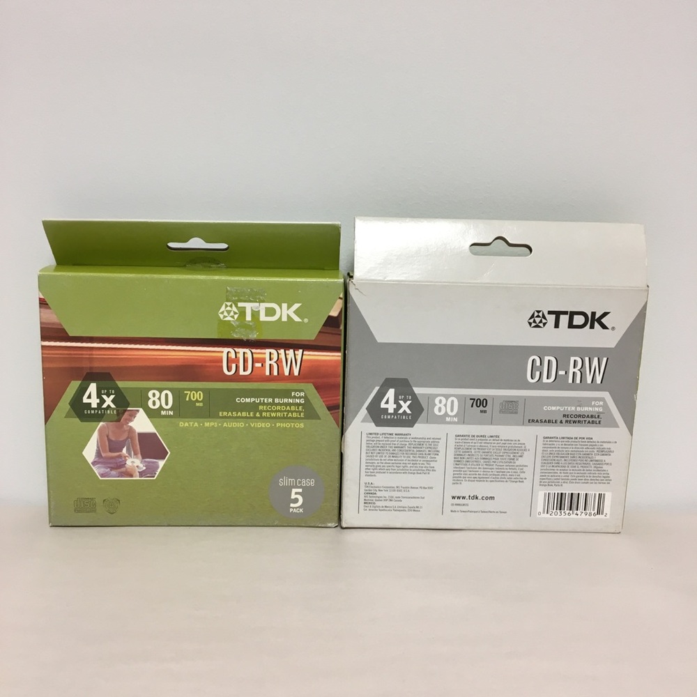 Set of 2 TDK CD-RW 80 Min 700 MB With Slim Cases🌸